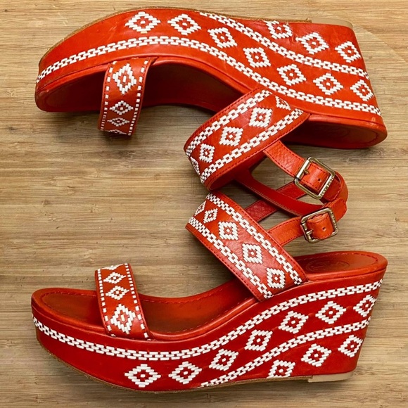 Tory Burch red Wedges. - Picture 3 of 6